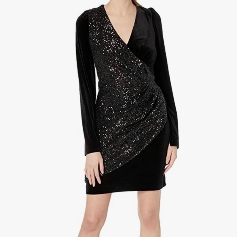 Bailey 44 Sequin Velvet Long Sleeve Shelby Wrap Dress